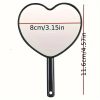 SPECCHIO MINI DA TRUCCO - a Forma di Cuore - con Manico (Nero) - immagine 2